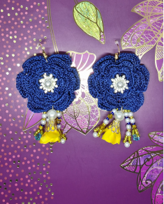 Háčkované  dizajnové náušnice "Trocha neba v oceáne"